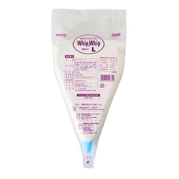 総脂肪分13%のホイップ済みクリームです。口どけが良く、使い切りやすい500ml容量です。口金付きなので、手軽さ、経済性、衛生面において優れています。