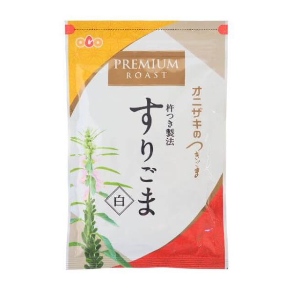 杵つき製法で丁寧に作った「すりごま」ごまがもつ甘味や風味、しっとり感を杵つき製法により最大限に引き出しました。サッとひとふりするだけで料理の味を引き立てます。