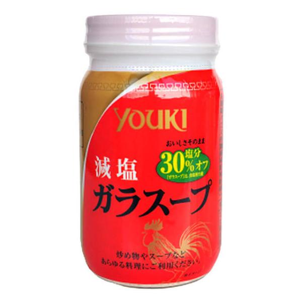 「ガラスープ」のおいしさはそのままに、塩分を30％カットしました（製品比）。鶏ガラと香味野菜のバランスが良く、さっぱりとした味わいです。炒め物やスープなどあらゆる料理にご利用ください。【使用目安（1人分）】スープ・・・水200ml:本品小さ...