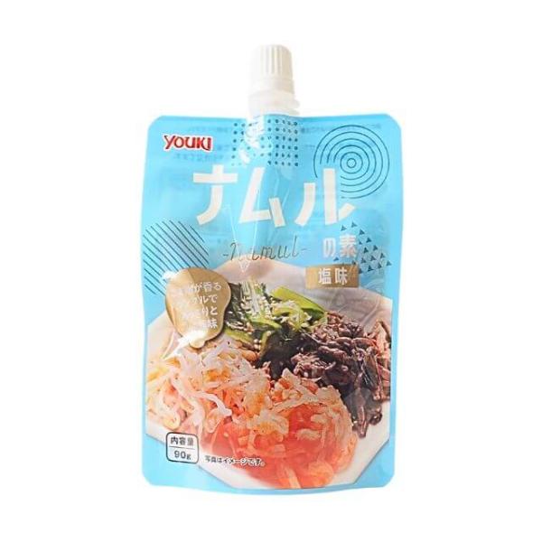 韓国の食卓に欠かせないナムルを手軽にご家庭で楽しめます。ごま油の風味豊かなシンプルな塩味は野菜の旨味を引き立てます。【使用目安】茹でて水気を絞った大豆もやし1袋 (約200g)：本品大さじ1.5 (約30g)塩もみした千切り大根200g：本...