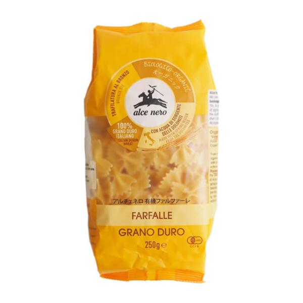 蝶の形をしたかわいいショートパスタ。有機デュラム小麦の味を香りをしっかり感じられます。ソースであえたり、スープやサラダにもどうぞ。※標準ゆで時間8分