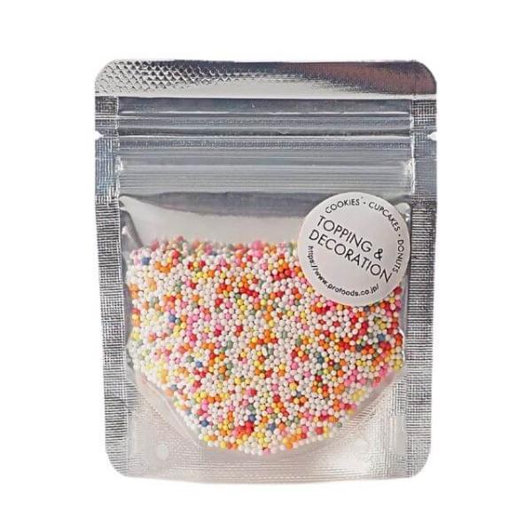 カラフルな砂糖菓子です。チョコレートやケーキ、アイスクリームなどのトッピングにお使いください。