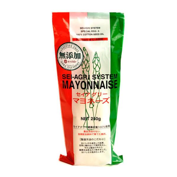セイアグリーマヨネーズは、グルタミン酸ナトリウム等の添加物に頼らないおいしさを追求したマヨネーズです。また、空気に触れないよう撹拌乳化し、できるだけ酸化しないよう製法にもこだわっています。【原料へのこだわり】・卵は、魚粉・とうもろこし・牧草...
