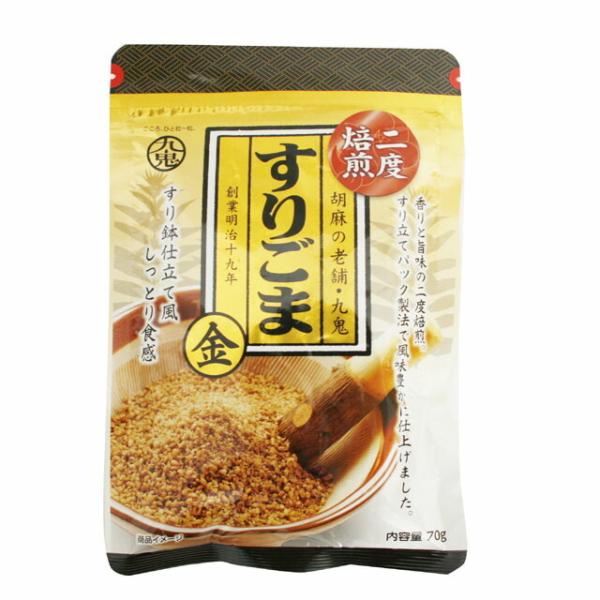 二度の焙煎で金ごまの香りを引き出しました。ごま粒の食感を残したすり鉢仕立て風に。すり上げてすぐにパッキングするすり立てパック製法で風味豊かに仕上げました。