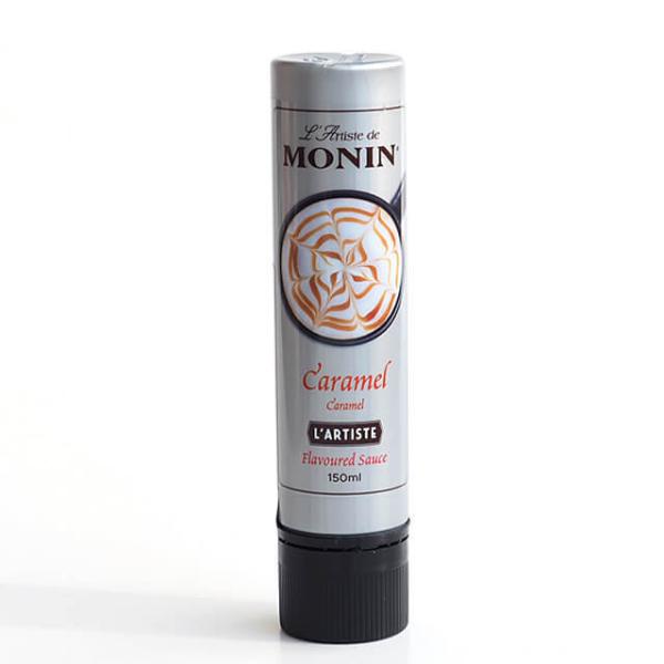 使いやすいスクイーズボトル入りのトッピング用ソース。注ぎ口がペン先のように細く、またソースに適度な硬さがありにじみにくいため、カプチーノやデザートに文字や絵、模様を手軽に描くことができます。