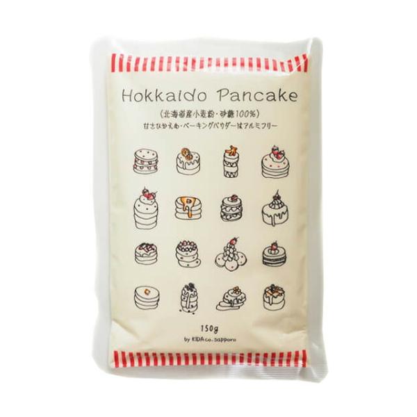 北海道産小麦粉、砂糖を使用したパンケーキミックス粉です。便利な1回使い切りタイプ。直径約12cmの甘さひかえめパンケーキを3枚焼くことができます。どんなトッピングにもよく合い、食事系からデザート系まで幅広くお召し上がりいただけます。※ベーキ...