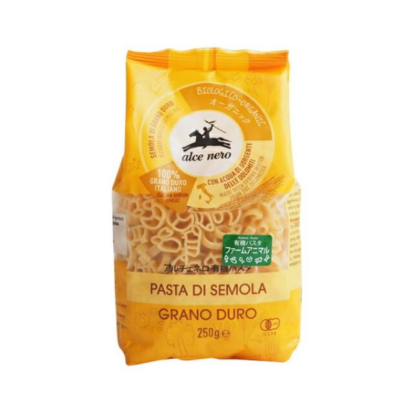 有機デュラム小麦100％使用した有機パスタです。牧場(ファーム)の動物の形をした見た目も楽しいパスタは、お子様にもオススメ♪マカロニサラダやグラタン、スープなどに入れてお使いください。◎標準ゆで時間7分アルチェネロは1970年代にヨーロッパ...