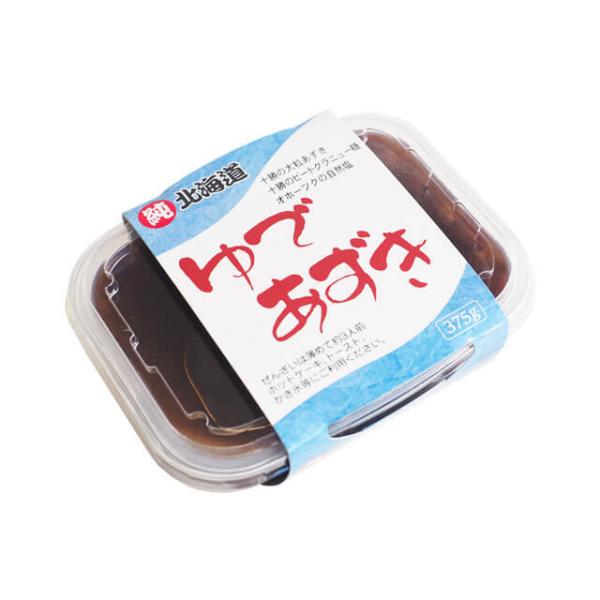 北海道十勝産の大粒小豆と、十勝のビートグラニュー糖、オホーツクの自然塩で風味豊かに味付けしたゆであずきです。ぜんざいなら、1パックで薄めて3人前、ホットケーキやトースト、かき氷などに御利用ください。