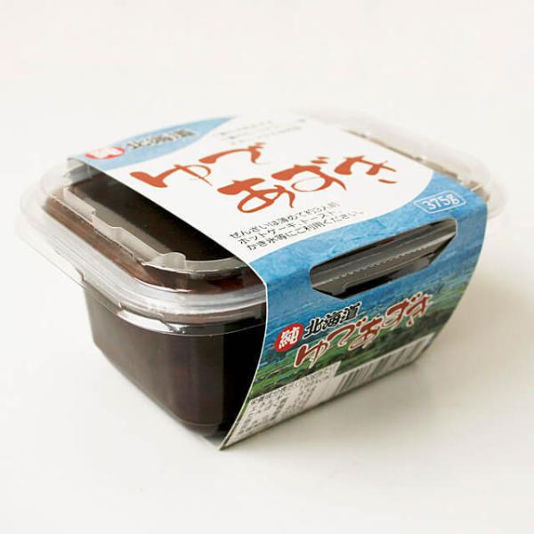 北海道十勝産の大粒小豆と、十勝のビートグラニュー糖、オホーツクの自然塩で風味豊かに味付けしたゆであずきです。ぜんざいなら、１パックで薄めて３人前、ホットケーキやトースト、かき氷などに御利用ください。