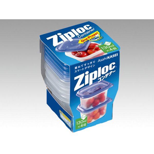 他サイト： ジップロック コンテナー 正方形 130ml 4個入 保存容器 ペール ポット 旭化成ホームプロダクツの商品画像