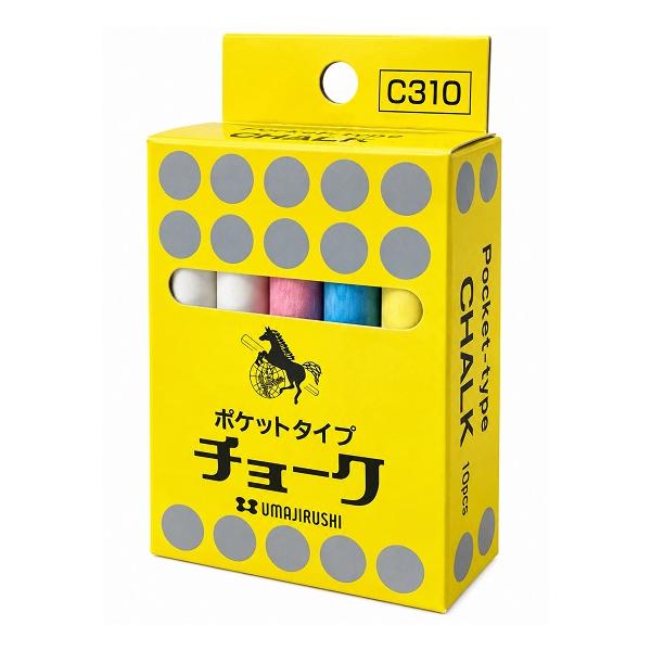 馬印 ポケットチョーク 4色10本入 c310 携帯用 建築用 墨付け 看板 POP書き 文房具 事務用品