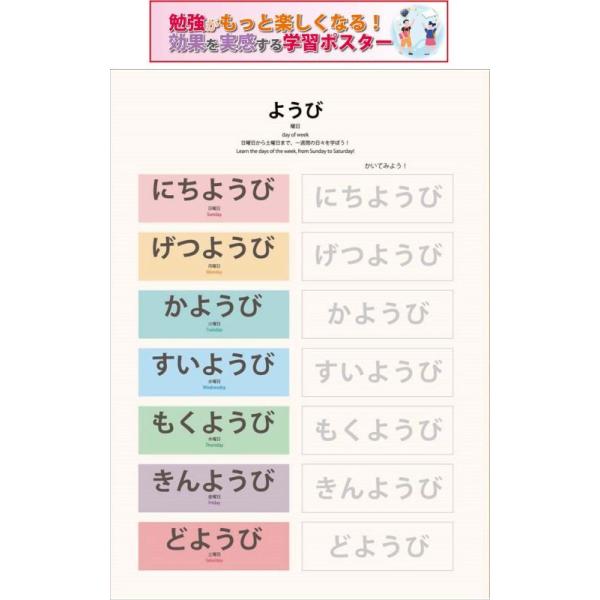 モンテッソーリ教育 学習ポスター 曜日 A4サイズ 書き消し対応 PP加工 日本製 pro-1520