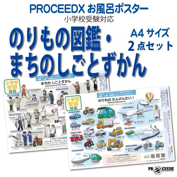 小学校受験対応 お風呂ポスターA4サイズ｜幼児知育・のりもの図鑑