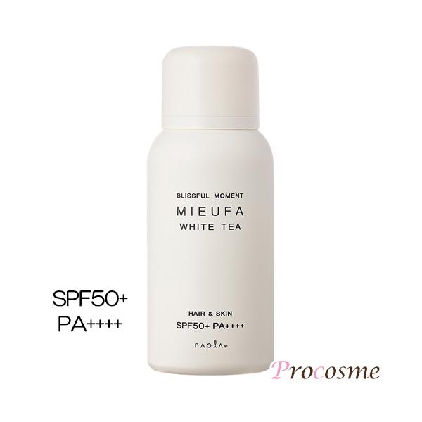 シンプルだけど上品、香る髪用ＵＶケア。紫外線から髪と肌をしっかり守ります。SPF50+ PA++++【ホワイトティ】果実の余韻に包まれる、心ほぐれるホワイトティーの香り