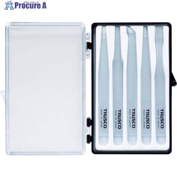 TRUSCO 透明プラスチック製ピンセット5本組セット  ▼103-9724 TPP-25-SET-TM  1S