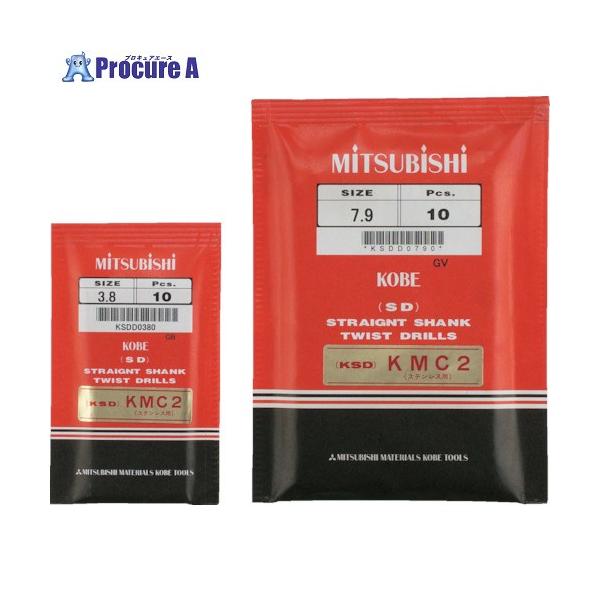 三菱K KSD コバルトステンレス加工用 ストレートハイスドリル 3.8mm  ▼110-5001 KSDD0380  10本 ●SI517