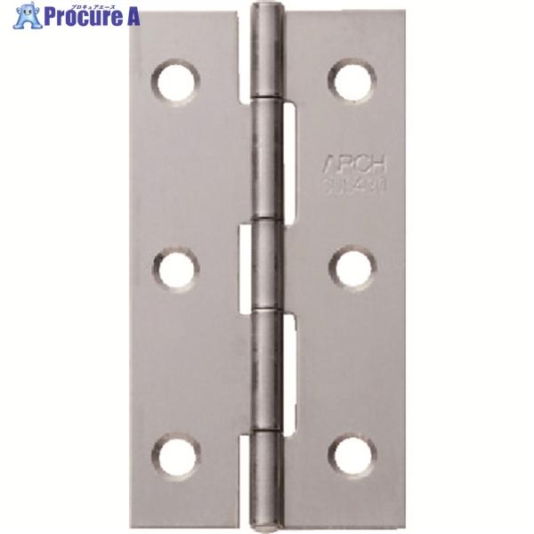 ●全長(mm)：64●幅(mm)：33●厚さ(mm)：0.8●ねじ穴数：6●穴径(mm)：4.0●D2(mm)：4.2●耐荷重(kg)2個使用時：7●表面処理：光沢研磨仕上げ●木ねじ入数：6