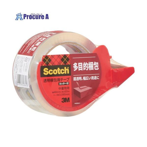 他サイト： 3M 透明梱包用テープ カッター付 48mmX50m 中・軽量物用  ▼394-0705 313D 1PN  1巻の商品画像