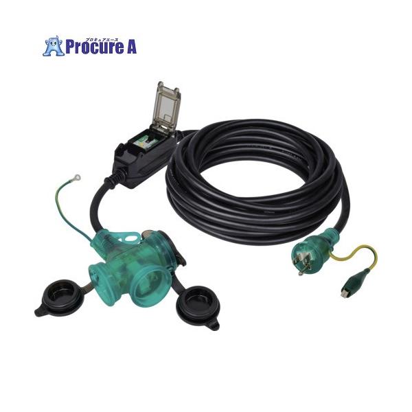 ■NICHIDO 防雨ポッキン延長ブレーカ10m 漏電保護専用〔品番:PBWEB10TS〕【6987779:0】[店頭受取不可] 日動工業 NICHIDO 防雨ポッキン延長ブレーカ10m 漏電保護専用 ▽698