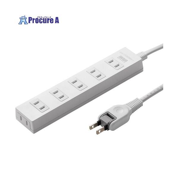 sanwa 火災予防タップ ホワイト 6個口 1m □▽699-8910 TAP-TSH61N2 1