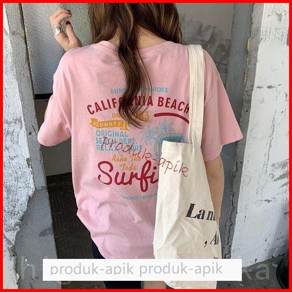 Tシャツ 半袖 レディース バックプリント サーフ プリント ピンク クリーム 韓国ファッション メール便 Ped1d Asuka Style 通販 Yahoo ショッピング