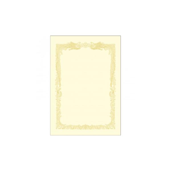 【送料無料】美しい金色の枠が施されたプリンタ対応賞状用紙新たな印刷技法により、金粉のような輝きをそのままに表現したOA賞状用紙です。雲入り縦型の横書き用です。印刷でも手書でも使用出来ます。個人又は団体に対し、成績表彰や認定証、卒業証書などの...