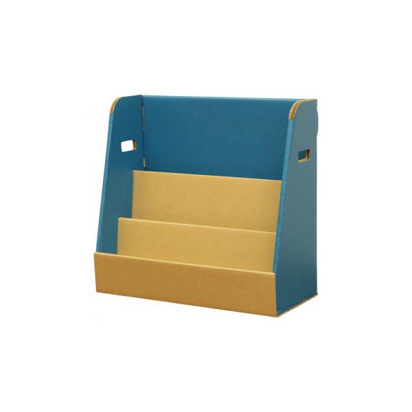 【送料無料】本の表紙を見せながら収納できるダンボールの絵本ラックダンボールでできた3段の絵本ラックです。新聞や雑誌も入れられます。卓上サイズなのでリビングの棚の上に置いておけるコンパクトサイズです。【あすつく対象外商品】【お取り寄せ商品、4...