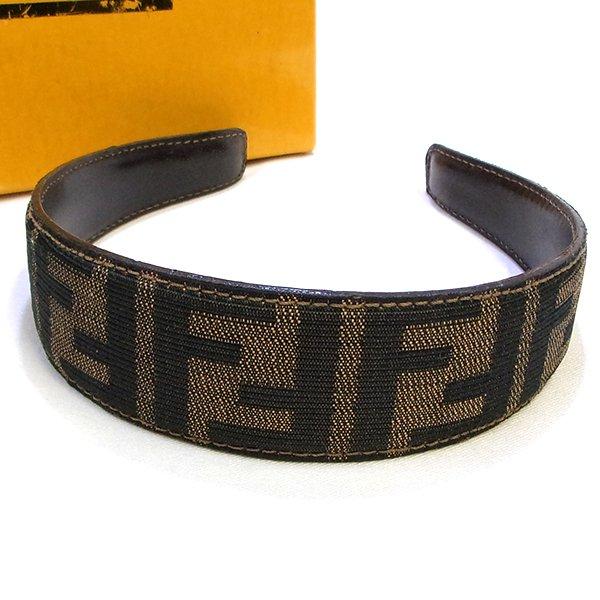 美品 フェンディ ズッカ柄 ヘア カチューシャ FENDI 【331165 