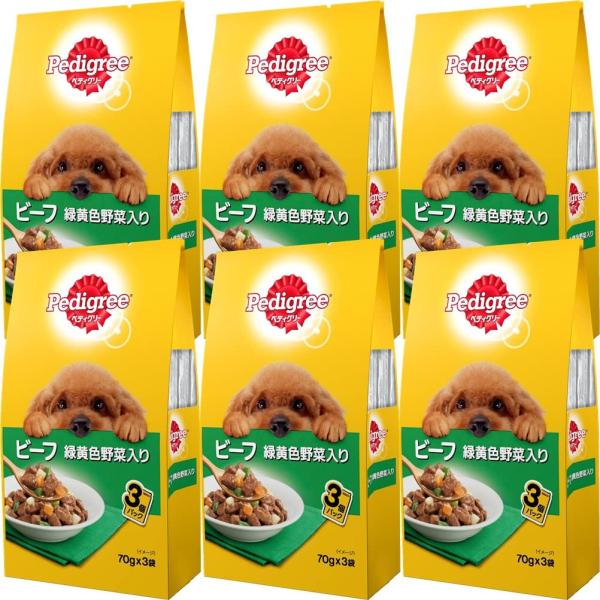 【商品概要】本体サイズ (幅X奥行X高さ) :9.5×4.6×16.5cm本体重量:210g原産国:タイ【商品説明】【商品詳細】ブランド：ペディグリー商品種別：ペット用品商品名：ペディグリー 成犬用 ビーフ&amp;緑黄色野菜 (70g×3...