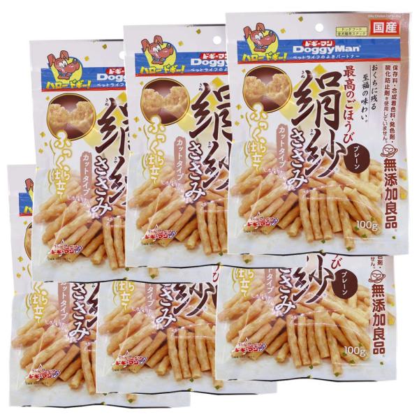 【商品概要】本体サイズ (幅X奥行X高さ) :18×4×24cm本体重量:0.11kg原産国:日本【商品説明】【商品詳細】ブランド：ドギーマン商品種別：ペット用品商品名：ドギーマン 犬用おやつ 絹紗 カットタイプ プレーン 100g×6個セ...