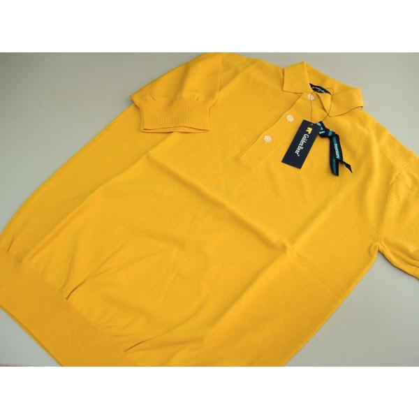 1.3万 ゴールデンベア Golden Bear メンズ L ポロシャツ 半袖 ニット 綿 プレミアムコレクション イエロー 送料無料 304