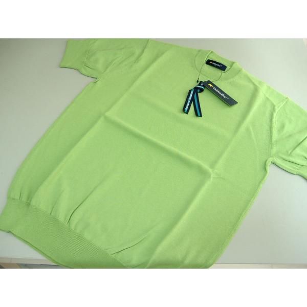 ゴールデンベア Golden Bear メンズ L 半袖 ニット Tシャツ 綿 プレミアムコレクション グリーン 送料無料 310