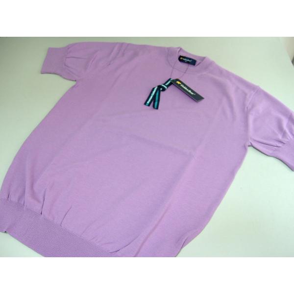 ゴールデンベア Golden Bear メンズ L 半袖 ニット Tシャツ 綿 プレミアムコレクション パープル 送料無料 312