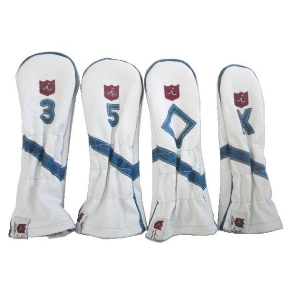 iliac Golf  Chalk Boa/Teal Boa FW.HY.UT Head Cover Green/ Pure White イリアックロイヤルフェアウェイ.ハイブリッド.ユーティリティヘッドカバー iliac Golf Royal Chalk Boa/Teal Boa FW.HY.UT Head Cover (Green