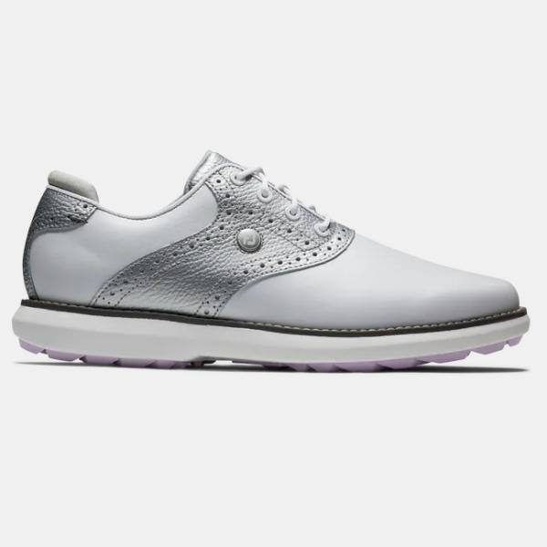 FootJoy Traditions Spikeless Women's Golf Shoes - White / Silver フットジョイ トラディションズ スパイクレス レディース ゴルフ シューズ 97897 FootJoy（フットジョイ） FootJoy Traditions Spikeless Women's Golf