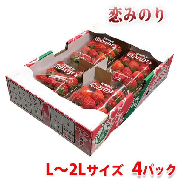 長崎県産 いちご 恋みのり L〜2Lサイズ 4パック入り（箱） : 生鮮卸売