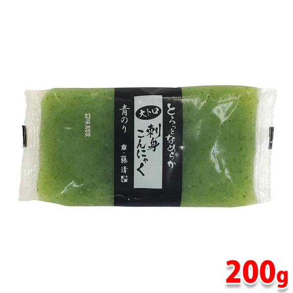 青のりを練りこんだ、やわらかな新食感がある刺身こんにゃくです。お好みにカットしてさしみ醤油などでお召し上がりいただくと、海苔の風味をお楽しみいただけます。ダイエットにもおすすめ。