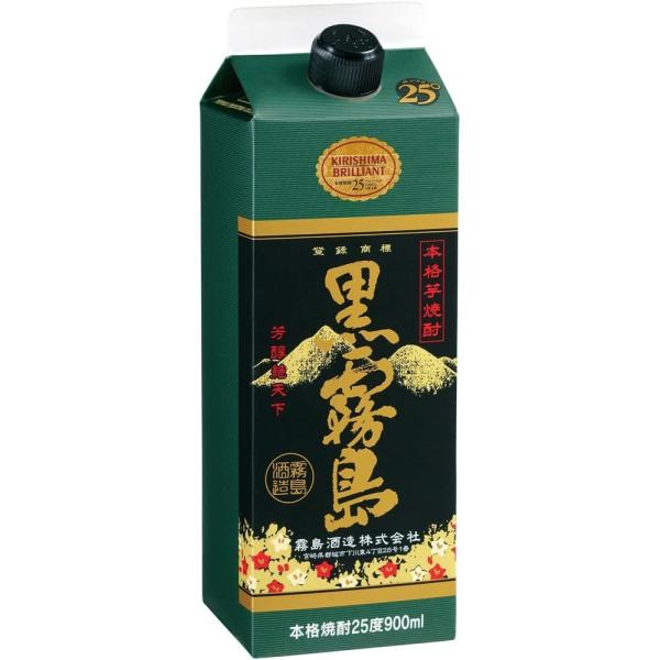 霧島 黒霧島 スリムパック 芋焼酎 25度 900ml 宮崎県 霧島酒造 : 食品