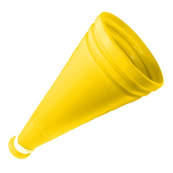 スタンダードな応援グッズ、ザ・メガホン。こちらの黄色は高校バレー（春高バレーなど）でも使われた、人気商品です。長さは32.5センチなので、手に持ってちょうどいいサイズとなっています。目立ちやすい明るいイエローですから、スポーツの応援だけでな...