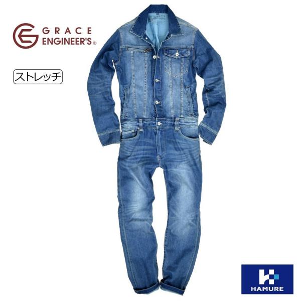 エスケープロダクト GE-300 ストレッチデニムツナギ グレイスエンジニア L GRACE ENGINEER'S」ストレッチデニムオーバーオール/GE-300 ツナギ