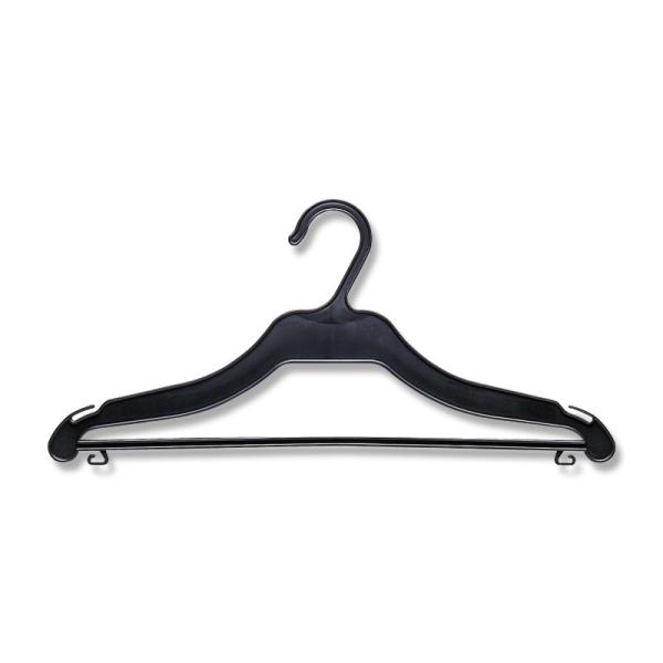 ●JANコード：4901755087581●備考：サイズ:幅417×厚7mm 材質:PP 入数:10本〇シャツなどに適した薄型ハンガーです。〇フックは回転不可です。〇カラー:ブラック〇この商品は プラスチックハンガー サンワ NO.105 ...