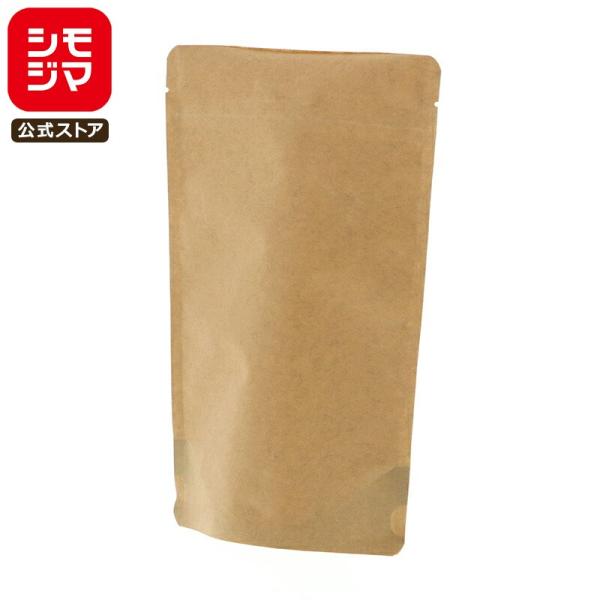 全体幅140×高220mm　有効サイズ：幅130×チャック下180（底マチ68）人気のクラフトタイプのチャック付スタンド袋です。底マチ付きで自立します。表面はクラフト紙で内側はアルミ蒸着CP素材で防湿性・機密性に優れ、保存に最適です。ノッチ...