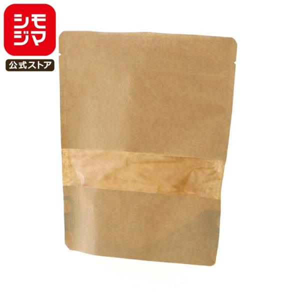 全体幅180×高200mm　有効サイズ：幅170×チャック下160（底マチ78）人気のクラフトタイプのチャック付スタンド袋です。中身が見える窓が付いています。底マチ付きで自立します。表面はクラフト紙で内側はPE素材で防湿性・機密性に優れ、保...