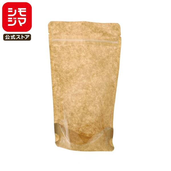 全体幅120×高200mm　有効サイズ：幅110×チャック下160（底マチ55）人気のクラフトタイプのチャック付スタンド袋です。表面が透明で中身が見えるタイプです。底マチ付きで自立します。表面はクラフト紙で内側はCP素材で防湿性・機密性に優...