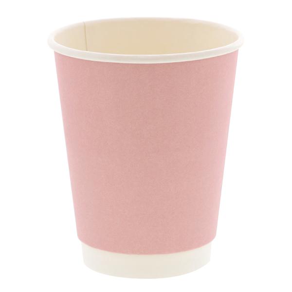 サイズ：口径：90mm／高さ：110mm／底径：60mm材質：パルプパルプ紙の二層構造で、断熱性、保冷性を高めた、シンプルなカップです。ピンクタイプ。ダンボールスリーブ要らず、断熱効果は抜群です。●容量:約400ml●入数:25個※飲む際に...