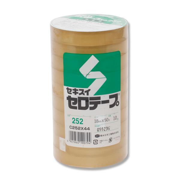 ●メーカー名：積水化学工業株式会社●JANコード：4901860190794●備考：18mm×50m巻　セロハン　10巻パック※ 商品画像は実物と多少色味が異なる事がございます。予めご了承ください。※弊社配送センターより発送のため、ご注文確...