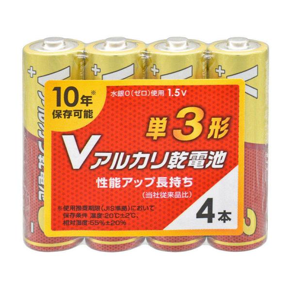 OHM アルカリ乾電池 単3 4本 Vアルカリ乾電池 LR6VS4P オーム