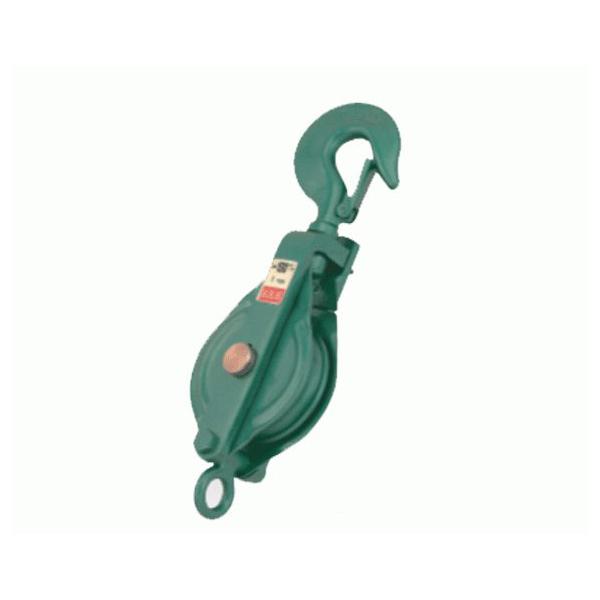 【代理店直送品、個人宅への配送不可】・強力、堅牢な滑車です。・フックは特殊鋼鍛造で、はずれ止めがついているので安全です。・シーブはメタル入りで、50mm、75mm、100mm、125mmにはオイルレスメタル（焼結含油軸受け）を装着しておりま...