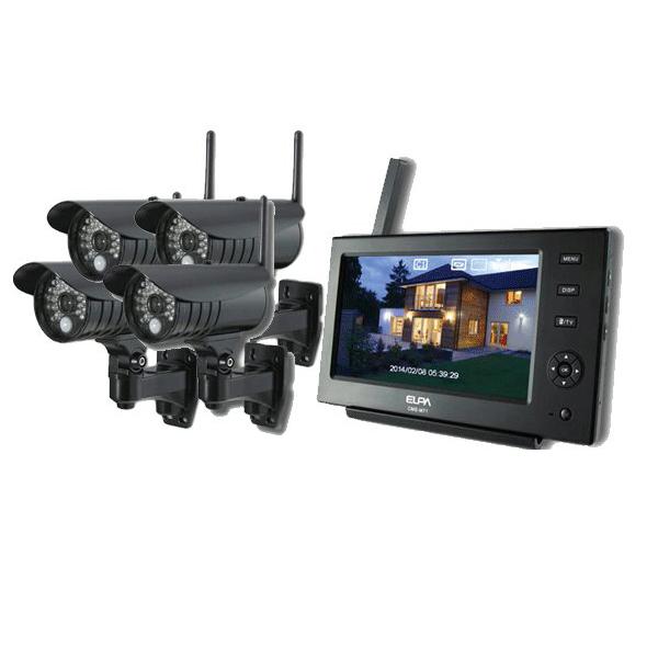 ELPA(/F) 防犯/セキュリティ ワイヤレスカメラ&amp;モニター カメラ４台セット  CMS-7110×1 ・CMS-C71×3