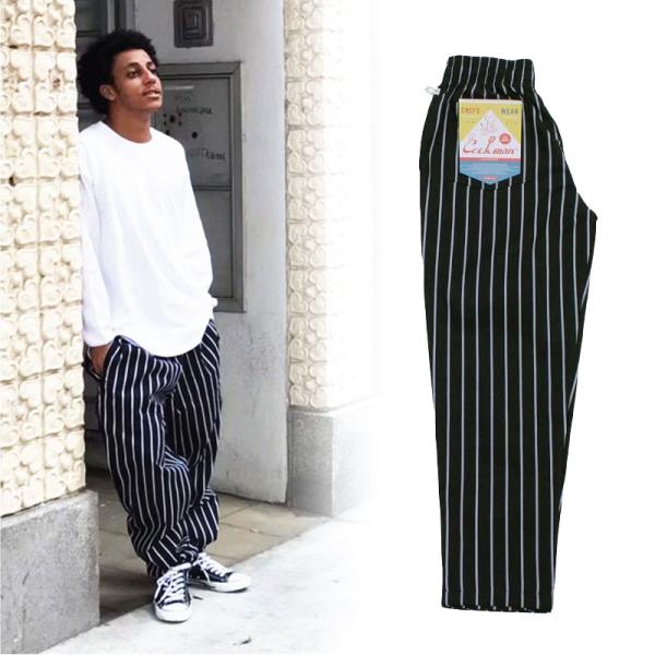 クックマン シェフパンツ Cookman  Chef Pants Stripe Black  ストライプ ブラック メンズ　レディース ロングパンツ